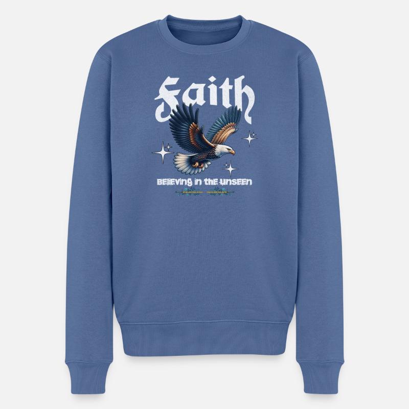 Faith inspirierende Adler Illustration - Männer Premium Bio Pullover - Taubenblau
