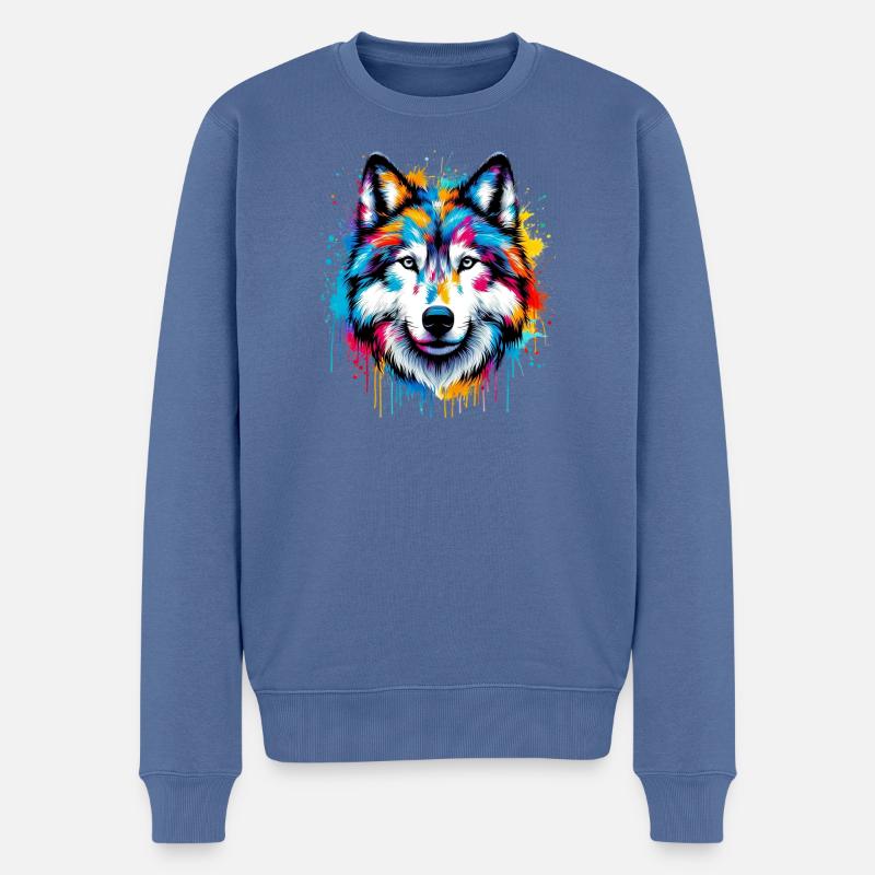 Loup - Pull Premium bio Homme - bleu pigeon
