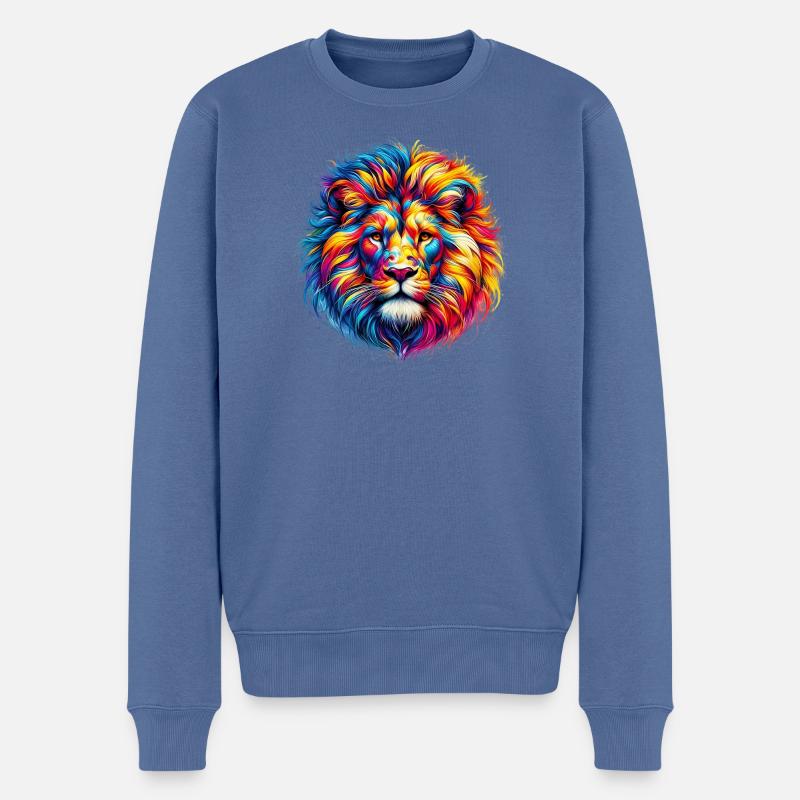 Löwe - Männer Premium Bio Pullover - Taubenblau