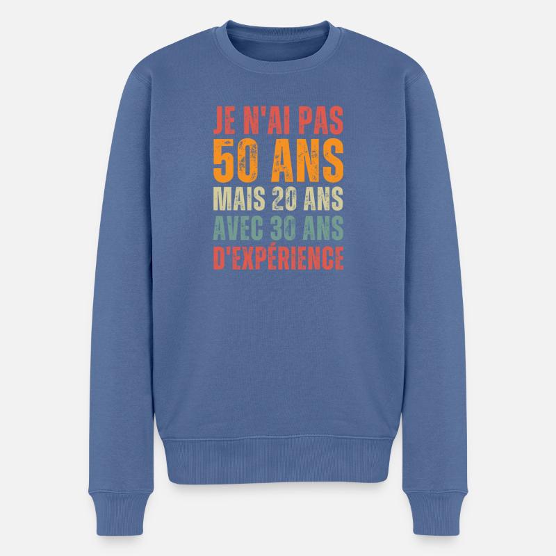 Idée cadeau pour 50 ans anniversaire - Pull Premium bio Homme - bleu pigeon