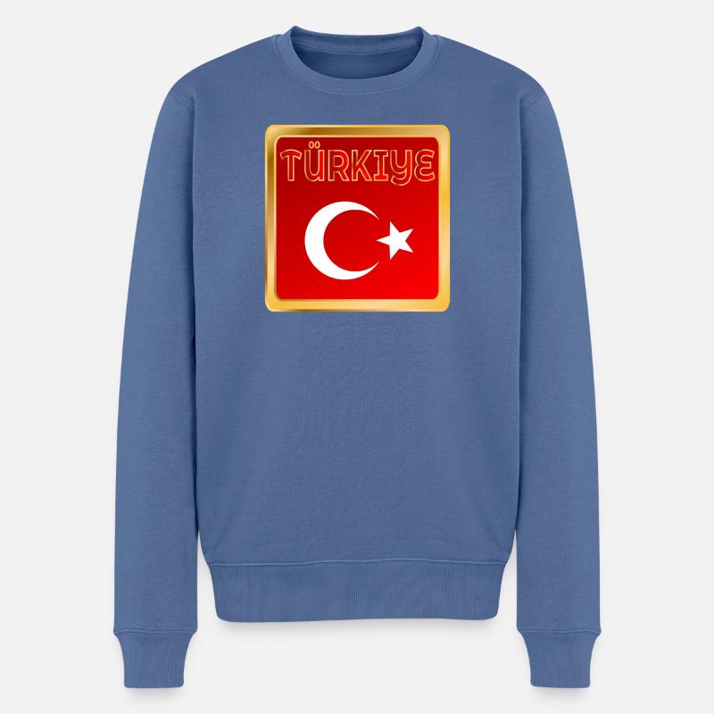 Türkiye - Männer Premium Bio Pullover - Taubenblau