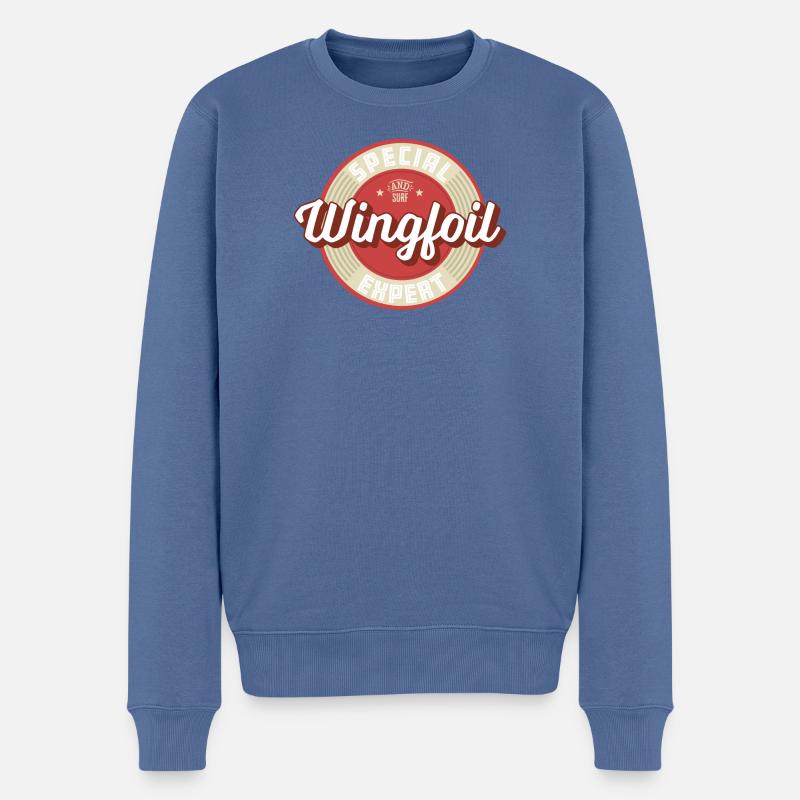 Wingfoil Label - Männer Premium Bio Pullover - Taubenblau