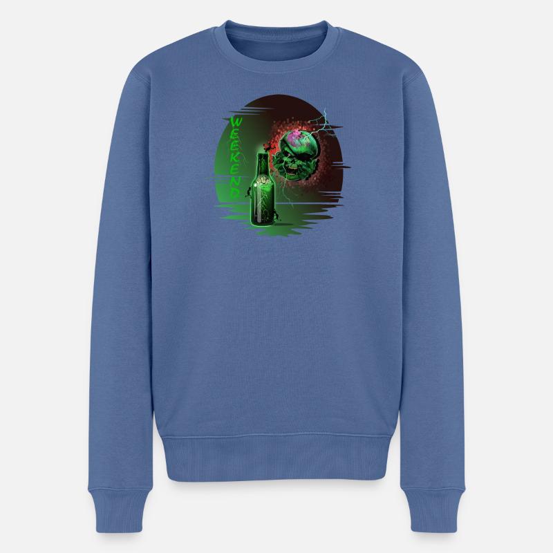Wochenende - Männer Premium Bio Pullover - Taubenblau
