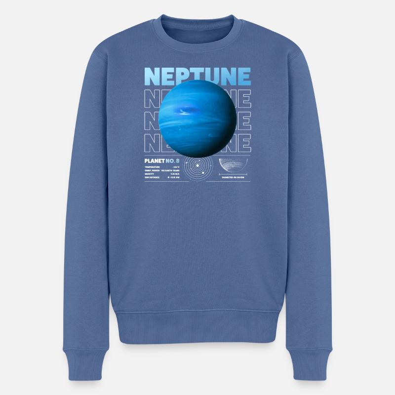 Neptun details - Männer Premium Bio Pullover - Taubenblau
