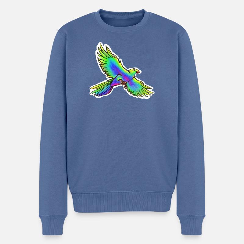 Oiseau de paradis (jaune-vert-bleu) - Pull Premium bio Homme - bleu pigeon