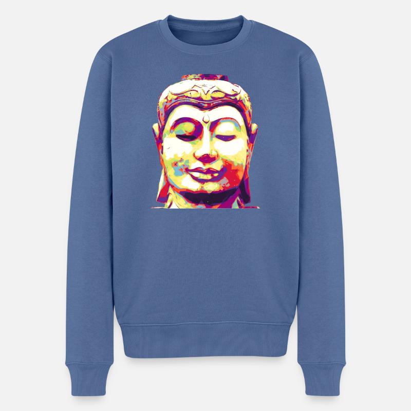 Bouddha - Pull Premium bio Homme - bleu pigeon