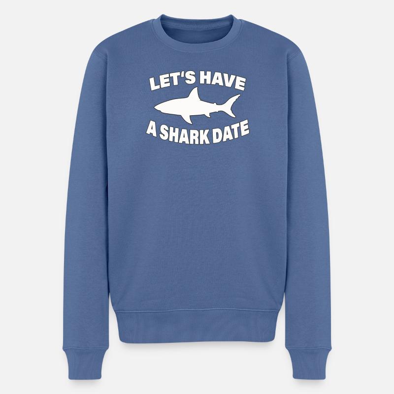 SHARK DATE - Männer Premium Bio Pullover - Taubenblau