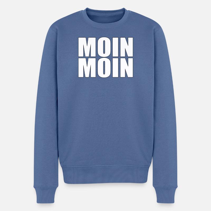 MOIN MOIN - Männer Premium Bio Pullover - Taubenblau
