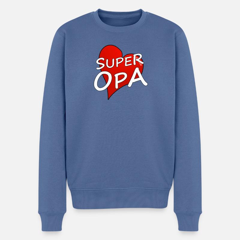 SUPER OPA - Männer Premium Bio Pullover - Taubenblau