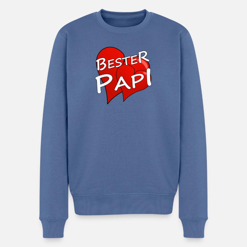 BESTER PAPI - Männer Premium Bio Pullover - Taubenblau