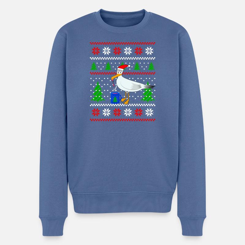 WeihnachtsMöve - Männer Premium Bio Pullover - Taubenblau
