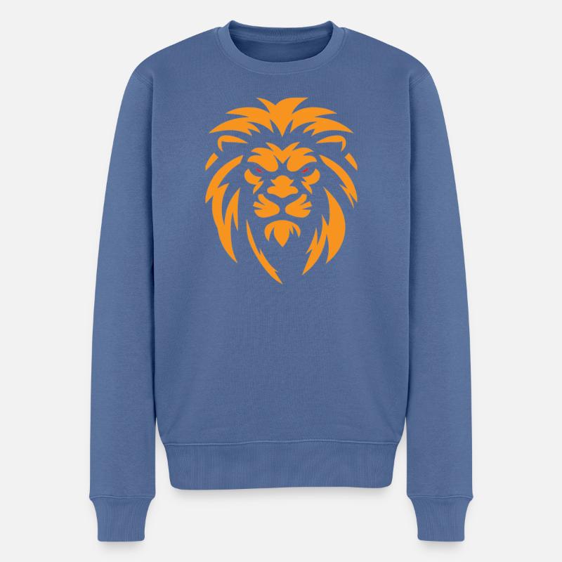 Wütender Löwe - Männer Premium Bio Pullover - Taubenblau