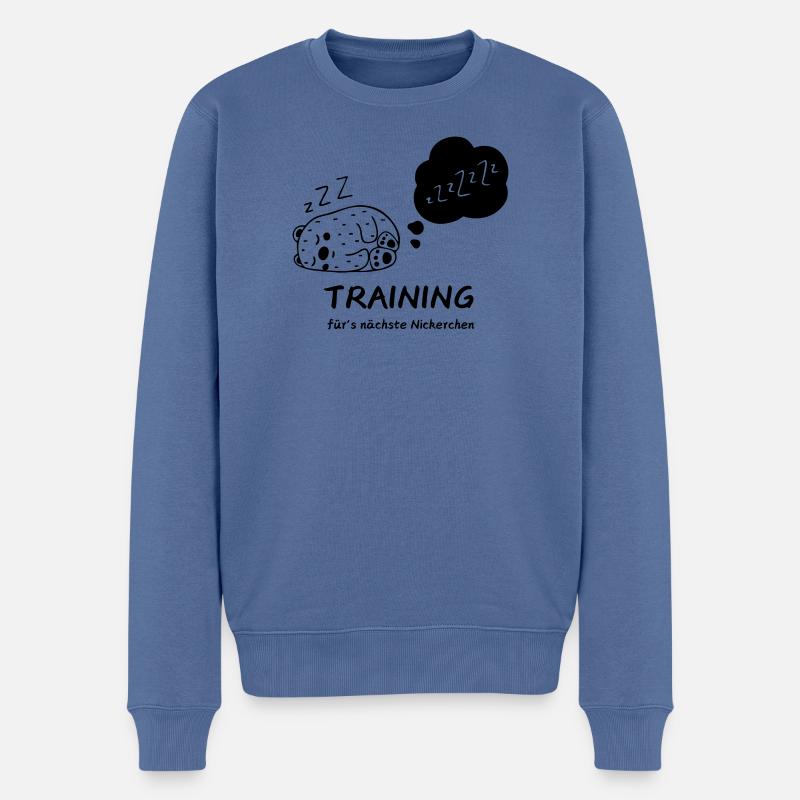 Training fürs Nickerchen - Männer Premium Bio Pullover - Taubenblau