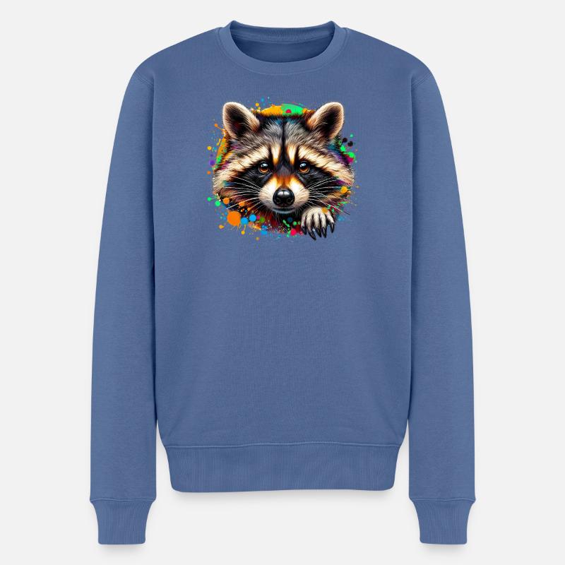Waschbär - Männer Premium Bio Pullover - Taubenblau
