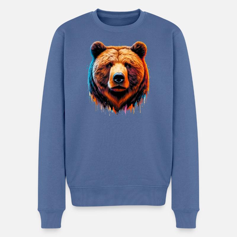 Bär - Männer Premium Bio Pullover - Taubenblau