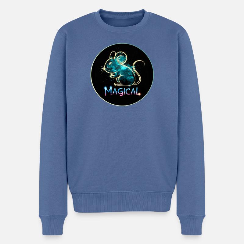 Magische Ratte - Männer Premium Bio Pullover - Taubenblau