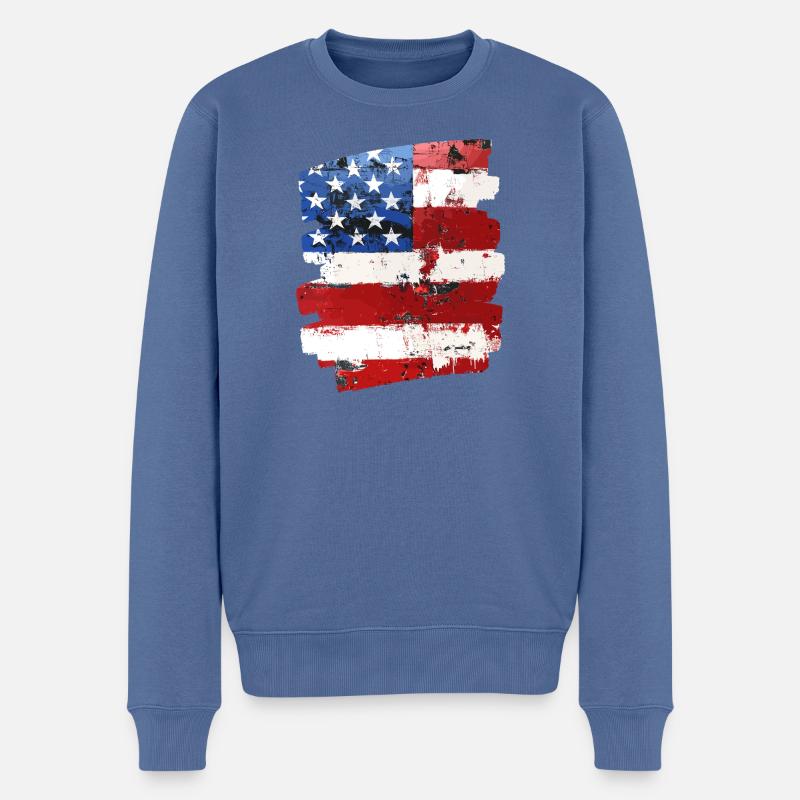 Drapeau des États-Unis d’Amérique - Pull Premium bio Homme - bleu pigeon