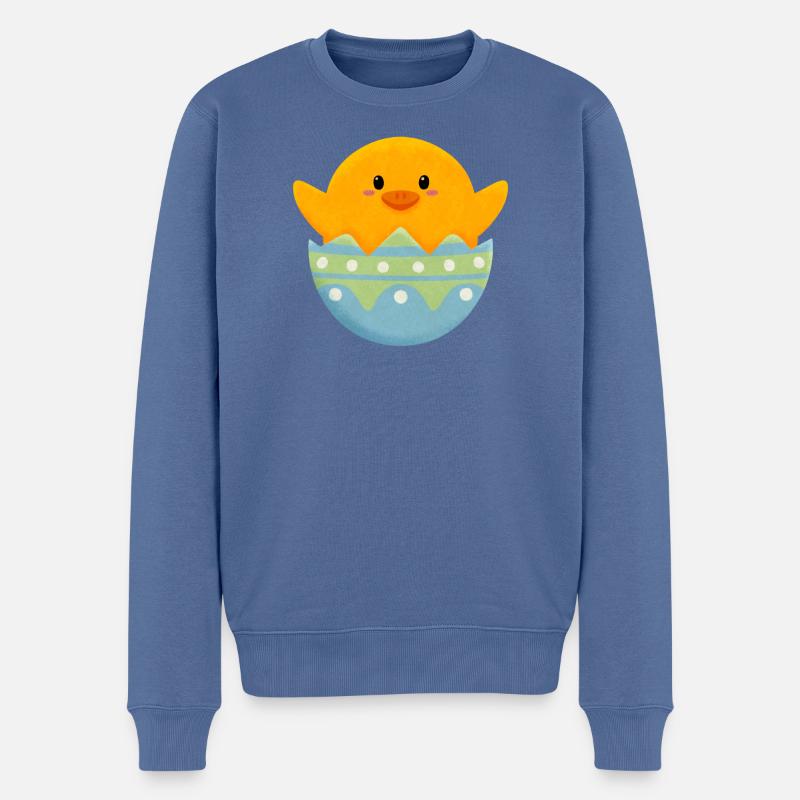 poussin dans l’œuf de Pâques - Pull Premium bio Homme - bleu pigeon