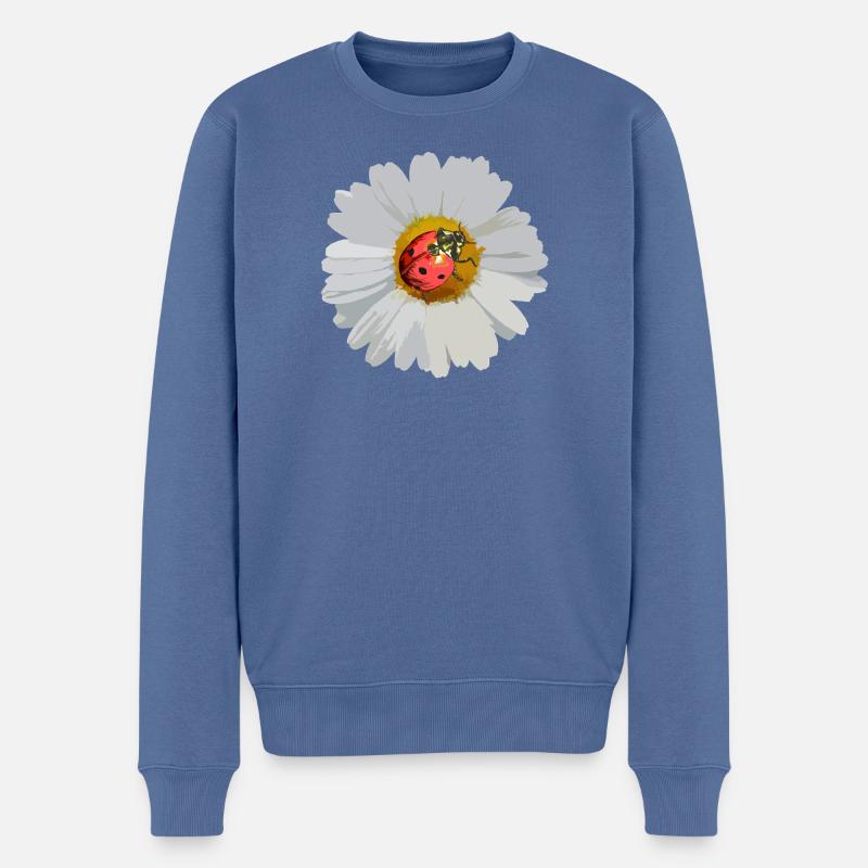 Marguerites avec motif coccinelle - Pull Premium bio Homme - bleu pigeon