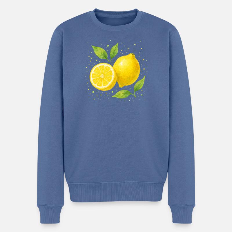 Citrons - Pull Premium bio Homme - bleu pigeon