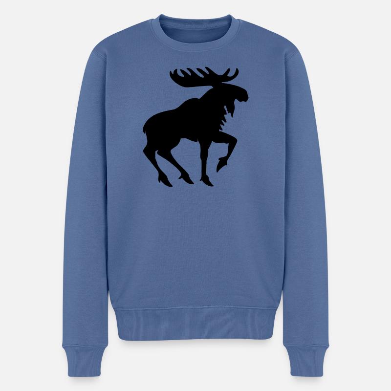 Heraldischer Elch – Emblem im Schattenstil - Männer Premium Bio Pullover - Taubenblau