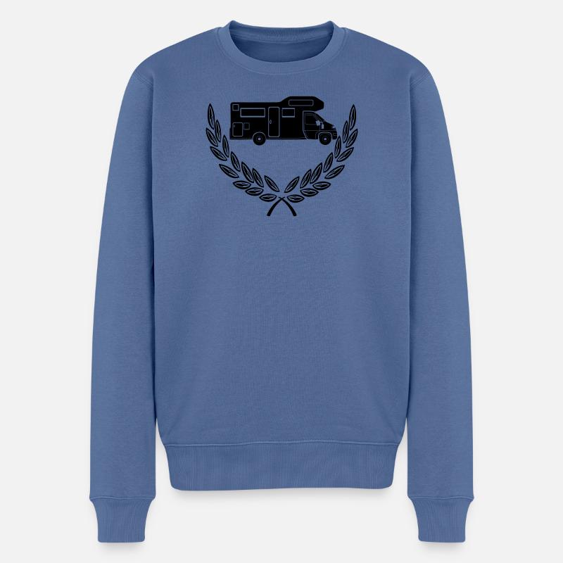 Wohnmobil im Lorbeerkranz - Männer Premium Bio Pullover - Taubenblau