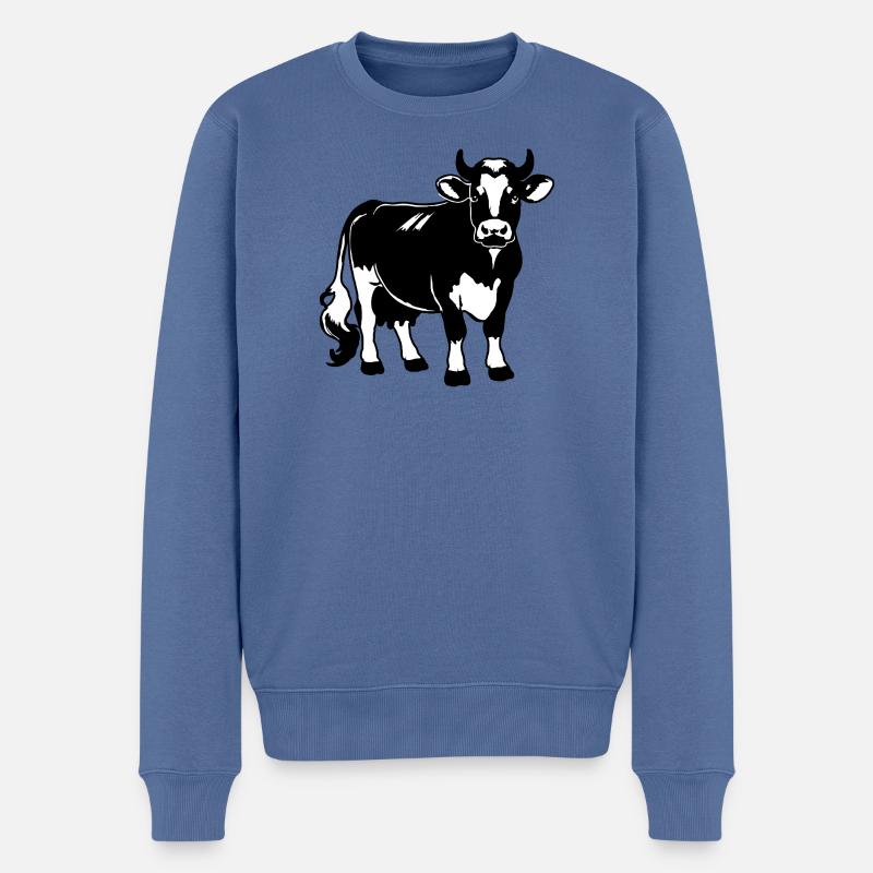 Schwarz-Weiß-Milchkuh-Design – Farm & Dairy - Männer Premium Bio Pullover - Taubenblau