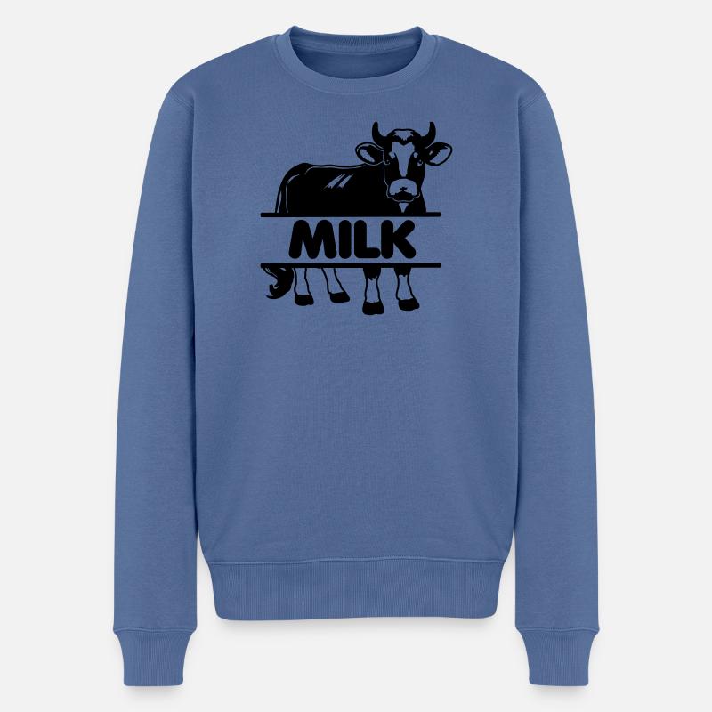 Milchkuh-Design mit 'MILK'-Stange - Männer Premium Bio Pullover - Taubenblau