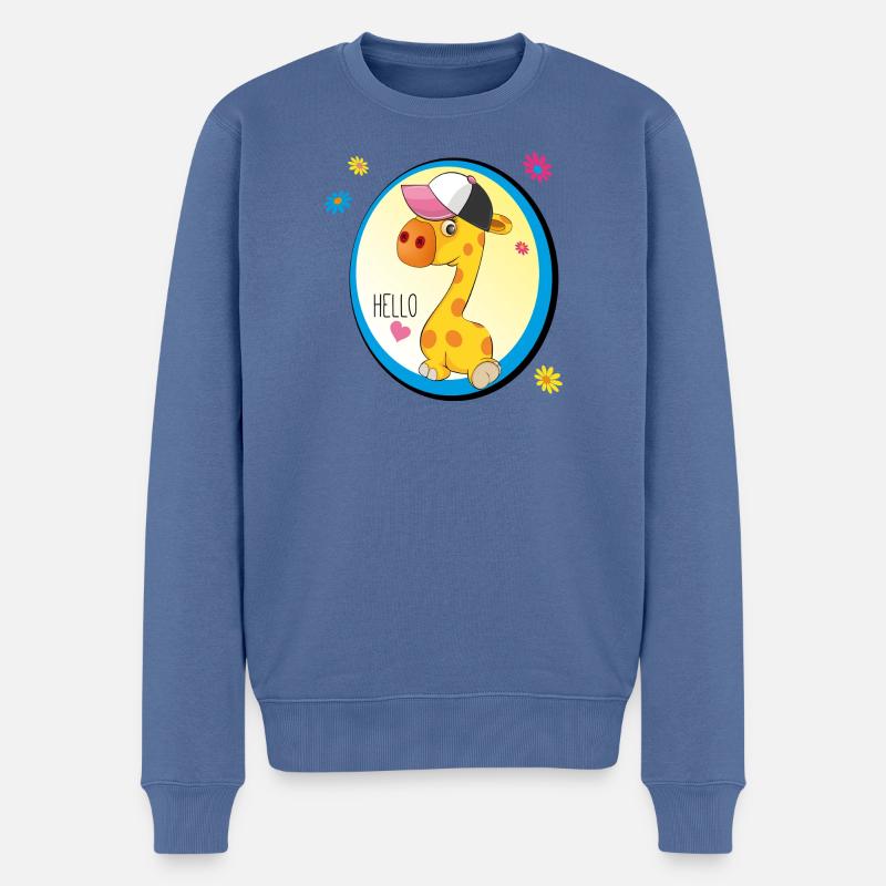 Giraffe sagt Hello - Männer Premium Bio Pullover - Taubenblau