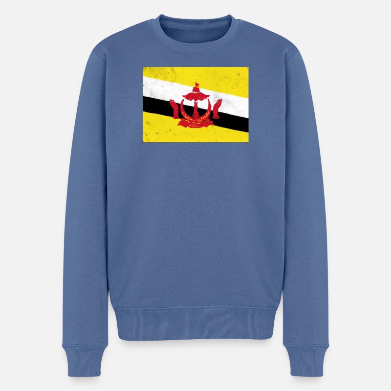 Drapeau du Brunei - Pull Premium bio Homme - bleu pigeon