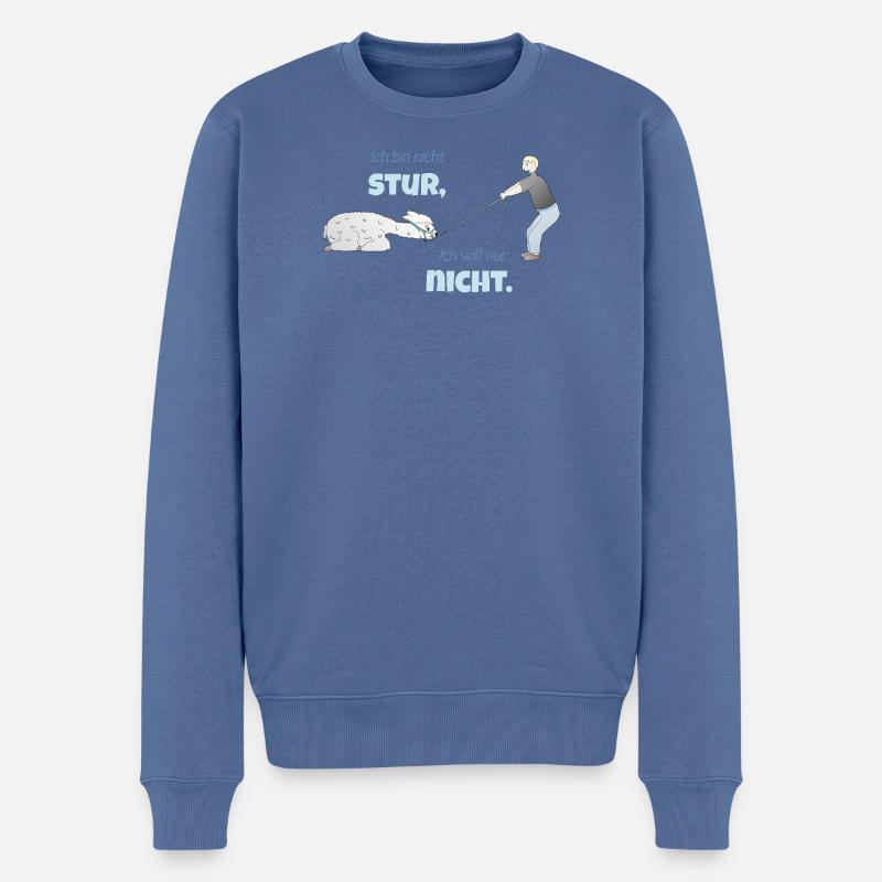 Lustiges Alpaka - Männer Premium Bio Pullover - Taubenblau