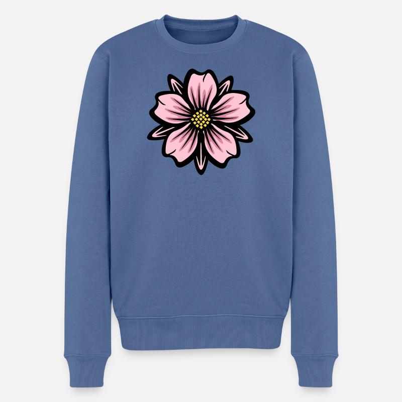 Splendeur de fleur rose - Pull Premium bio Homme - bleu pigeon