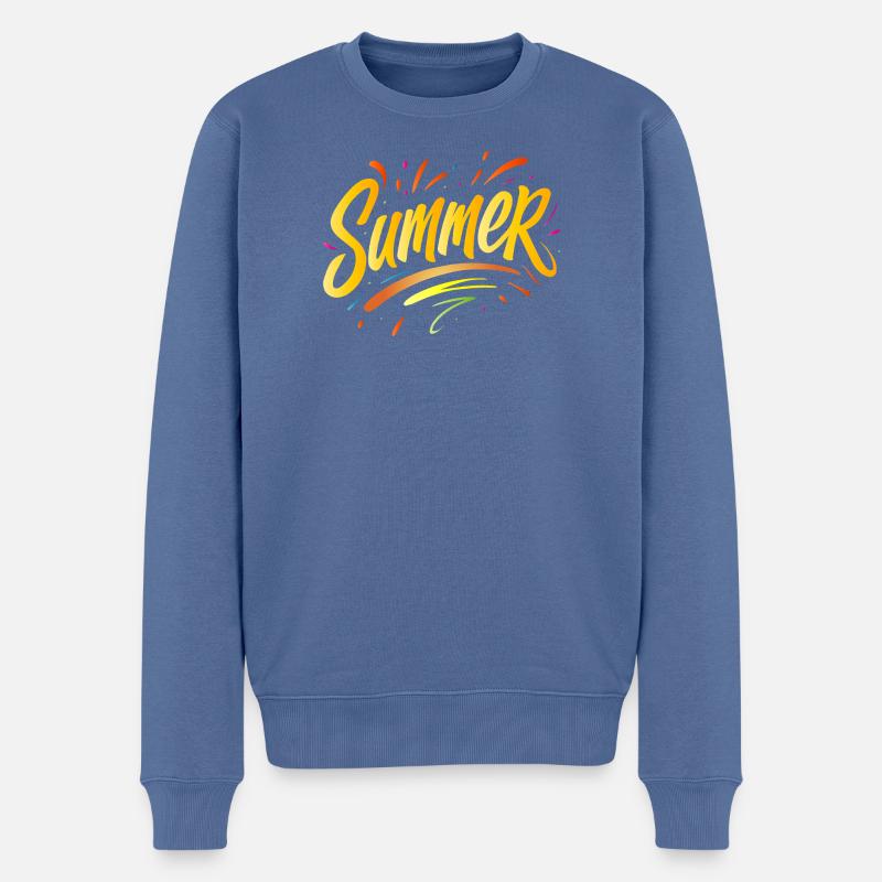 Summer Typo - Design d’été avec des éléments d’éclaboussure - Pull Premium bio Homme - bleu pigeon