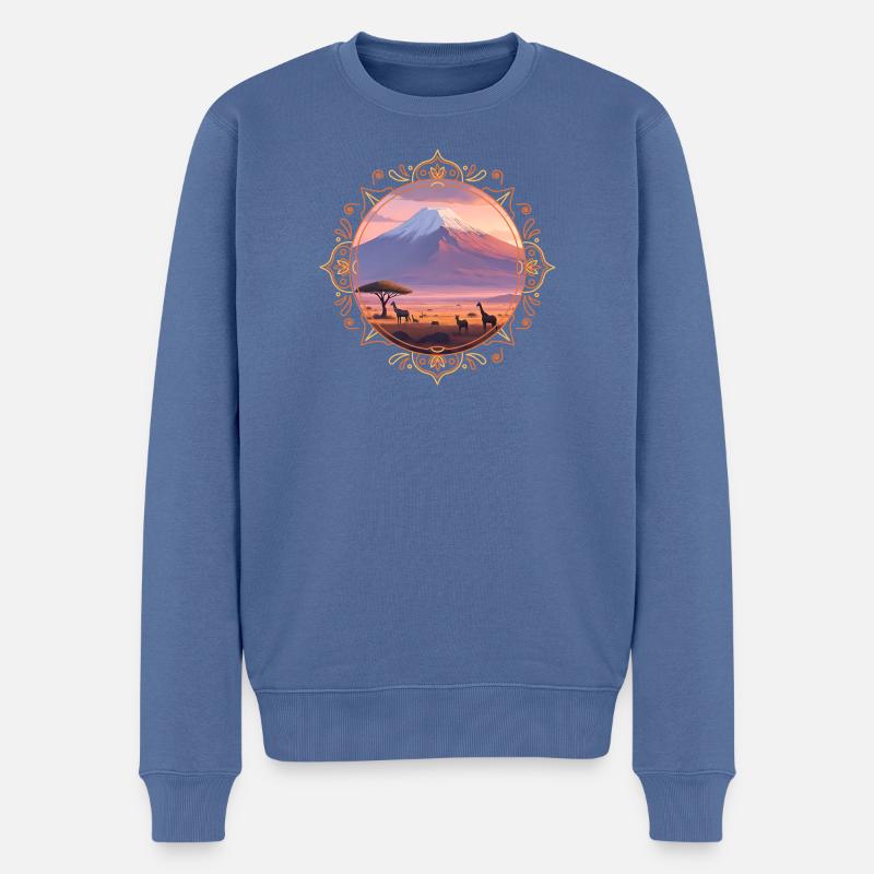 Kilimandscharo-Landschaft - Männer Premium Bio Pullover - Taubenblau