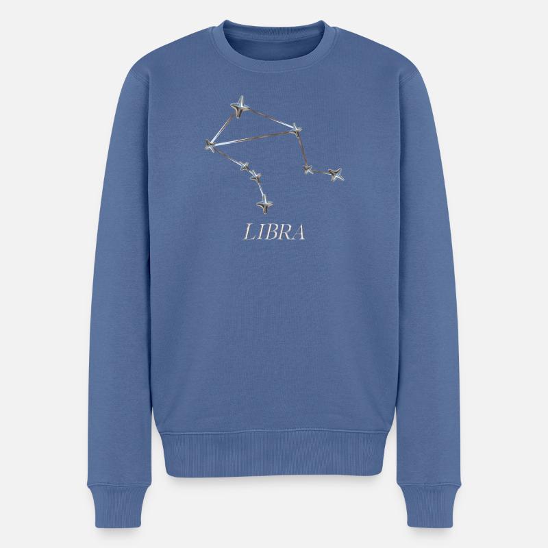 Libra Sternbild – Silber Minimal-Konstellation - Männer Premium Bio Pullover - Taubenblau