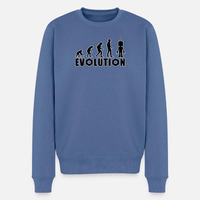Evolution von Mensch zu Android - Männer Premium Bio Pullover - Taubenblau