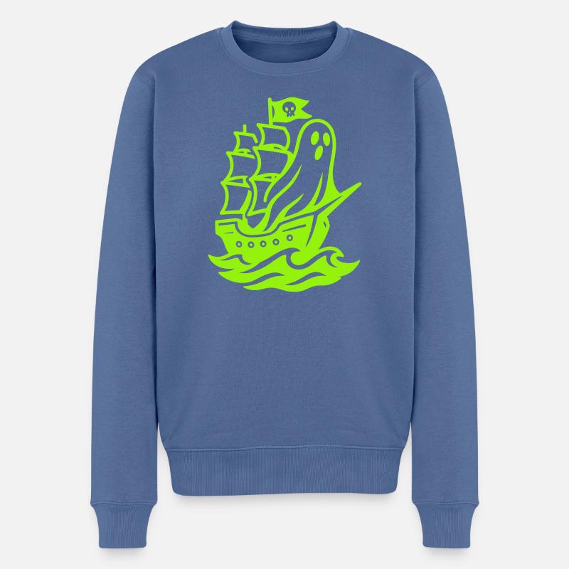 Ghostship Pop Art - Männer Premium Bio Pullover - Taubenblau