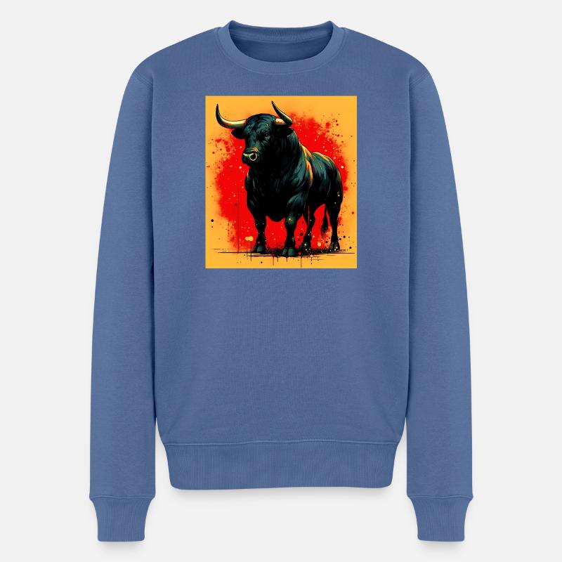 Stier - Männer Premium Bio Pullover - Taubenblau