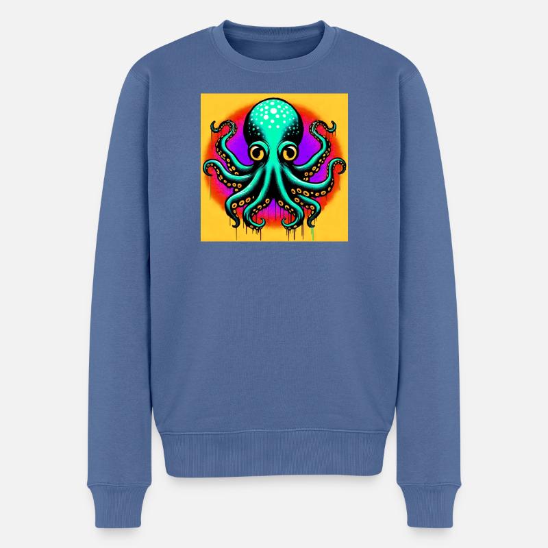 Krake - Männer Premium Bio Pullover - Taubenblau