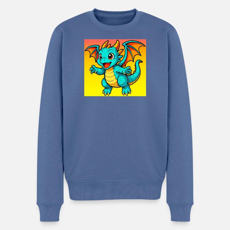 Drache - Männer Premium Bio Pullover - Taubenblau
