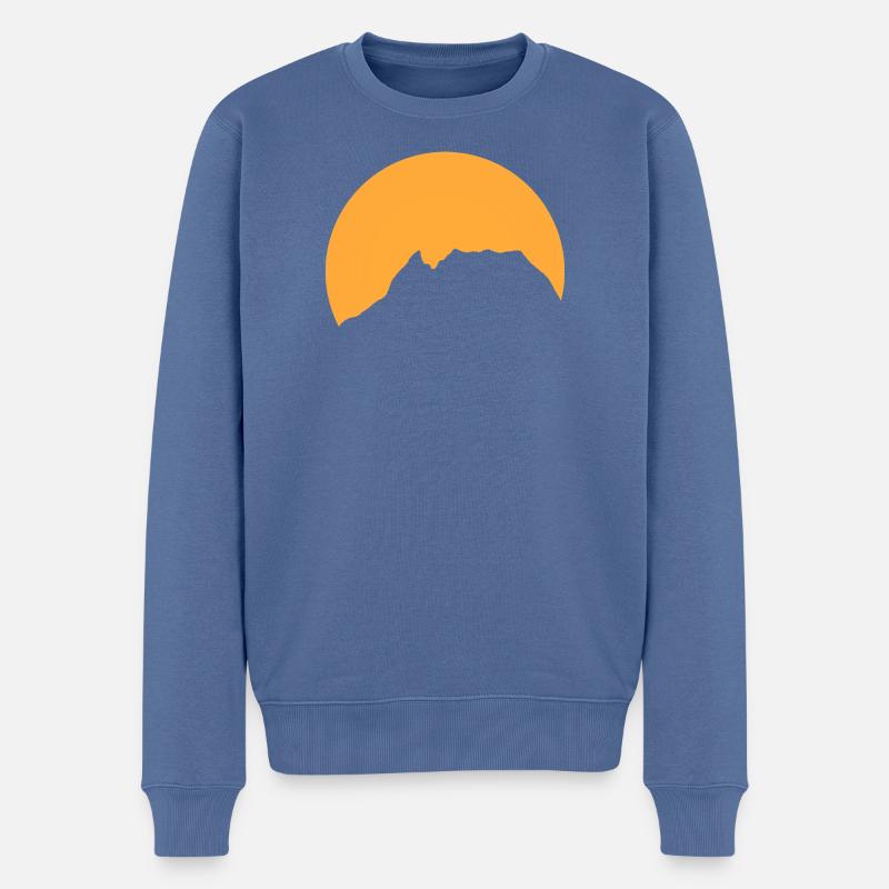Grimming Sunset - Männer Premium Bio Pullover - Taubenblau