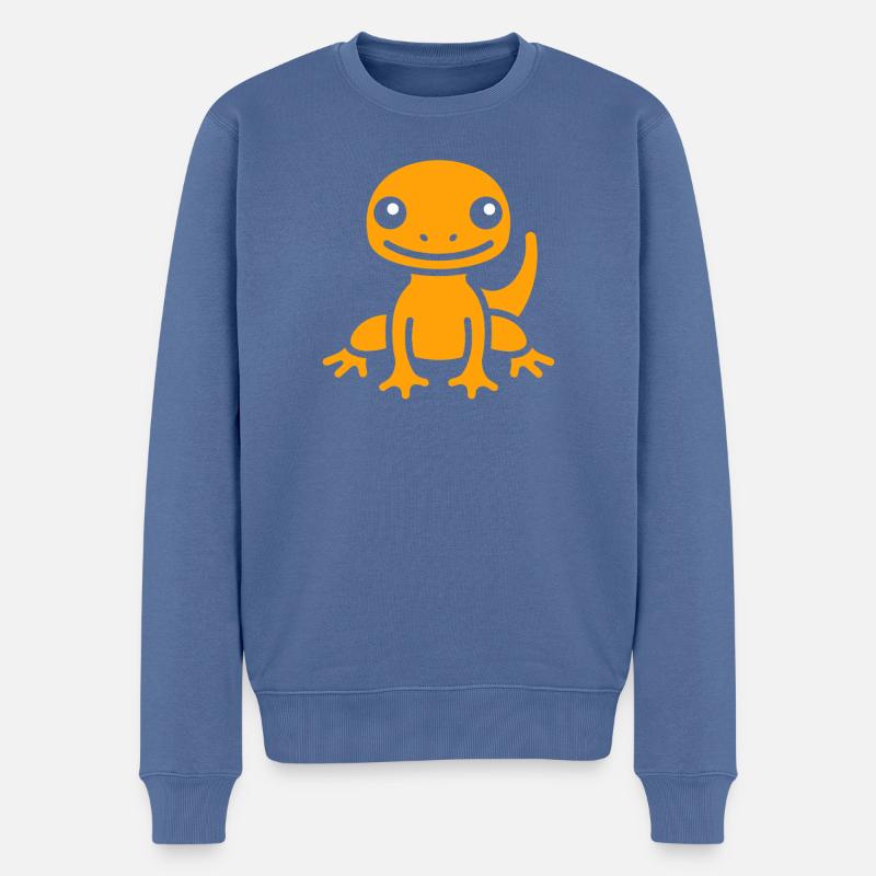 Leguan, Buntes, Abbildung, Salamander - Männer Premium Bio Pullover - Taubenblau