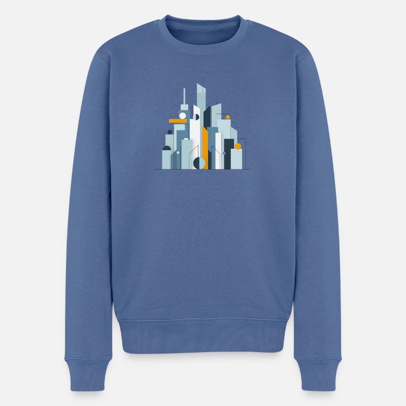 City - Männer Premium Bio Pullover - Taubenblau