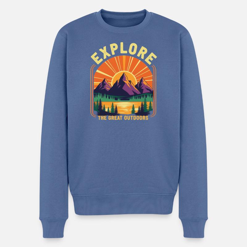 Explore the great outdoors - Männer Premium Bio Pullover - Taubenblau