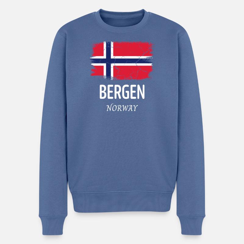 Bergen - Männer Premium Bio Pullover - Taubenblau