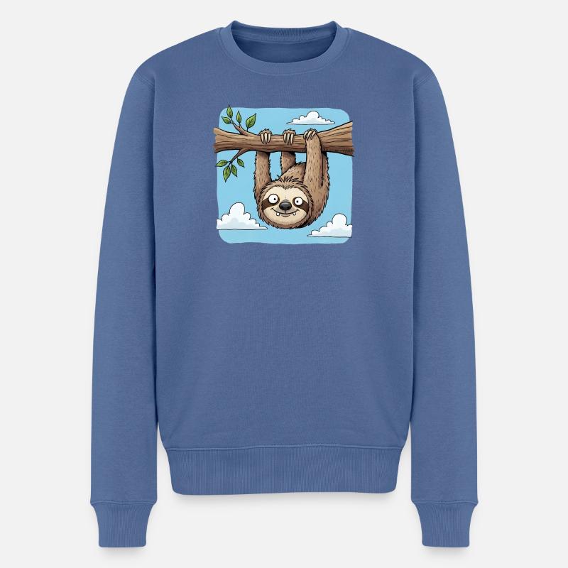 Faultier - Männer Premium Bio Pullover - Taubenblau