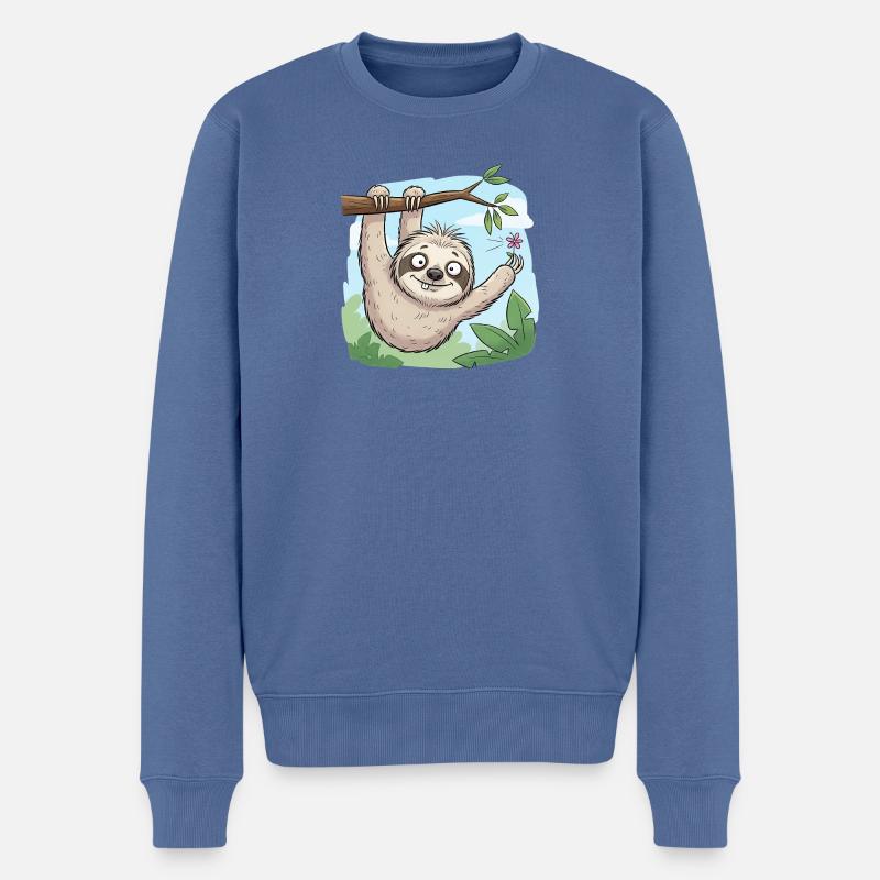 Faultier - Männer Premium Bio Pullover - Taubenblau