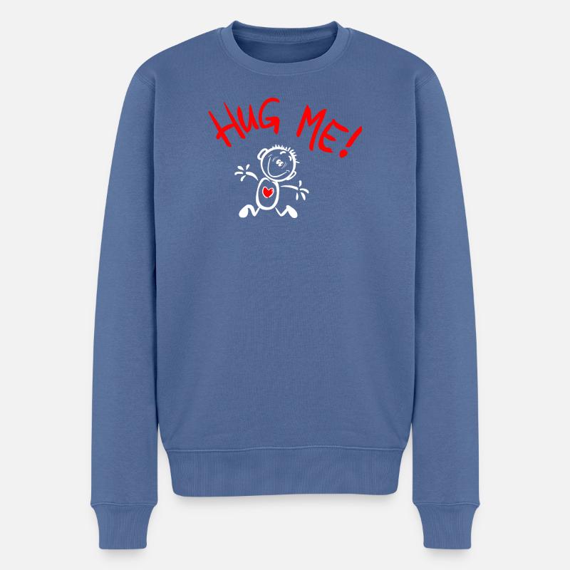 Hug me - Männer Premium Bio Pullover - Taubenblau