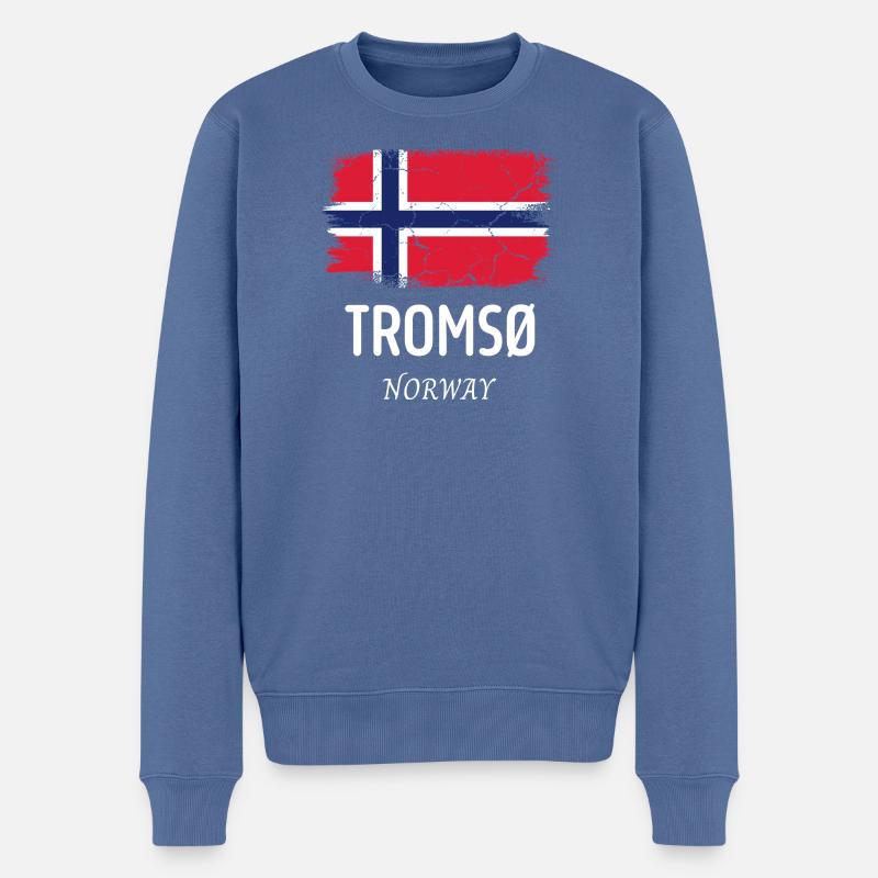 TROMSØ - Männer Premium Bio Pullover - Taubenblau
