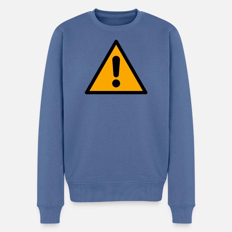 Attention ! | Graphique de l’icône d’avertissement - Pull Premium bio Homme - bleu pigeon